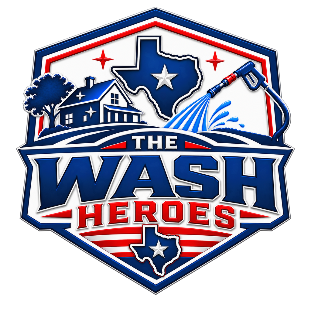 The Wash Heroes logo — Texas power washing crest